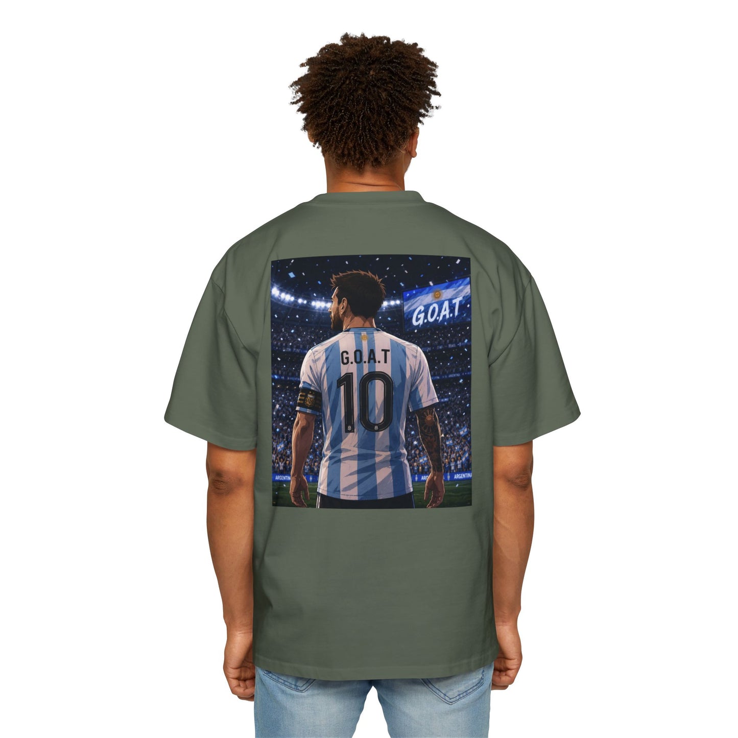 Soccer Champion Tee —Argentina  "Campeones del Mundo" Sun Front & GOAT 10 Back