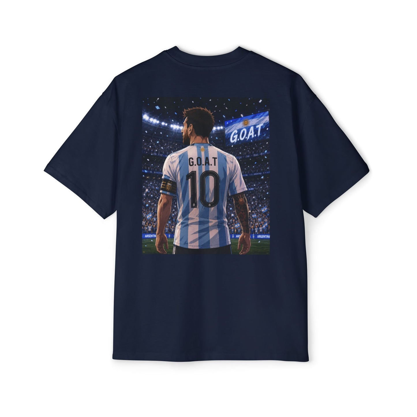 Soccer Champion Tee —Argentina  "Campeones del Mundo" Sun Front & GOAT 10 Back