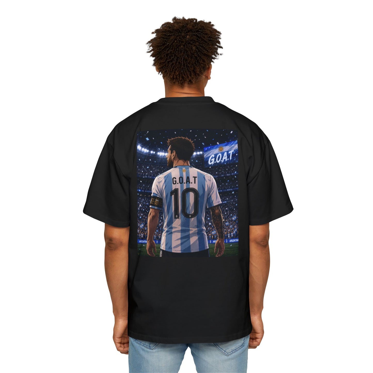 Soccer Champion Tee —Argentina  "Campeones del Mundo" Sun Front & GOAT 10 Back