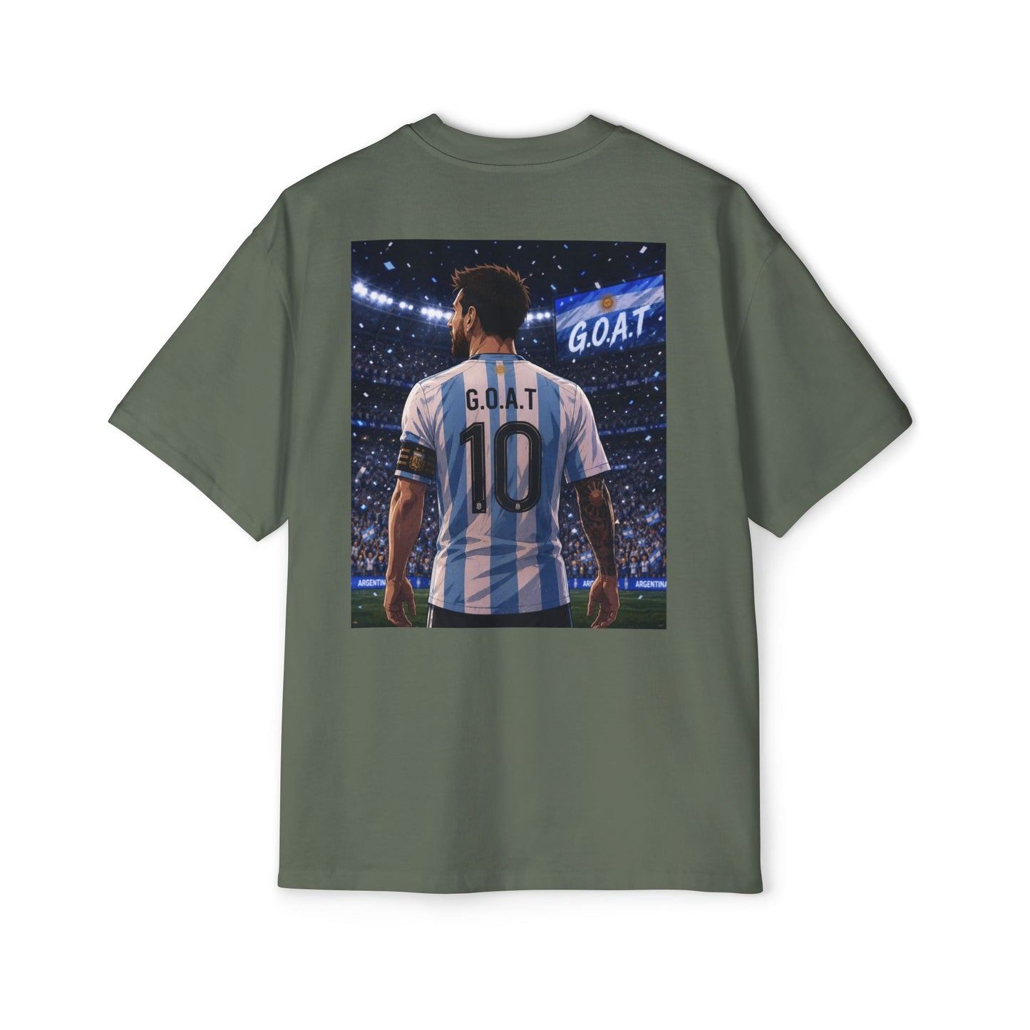 Soccer Champion Tee —Argentina  "Campeones del Mundo" Sun Front & GOAT 10 Back