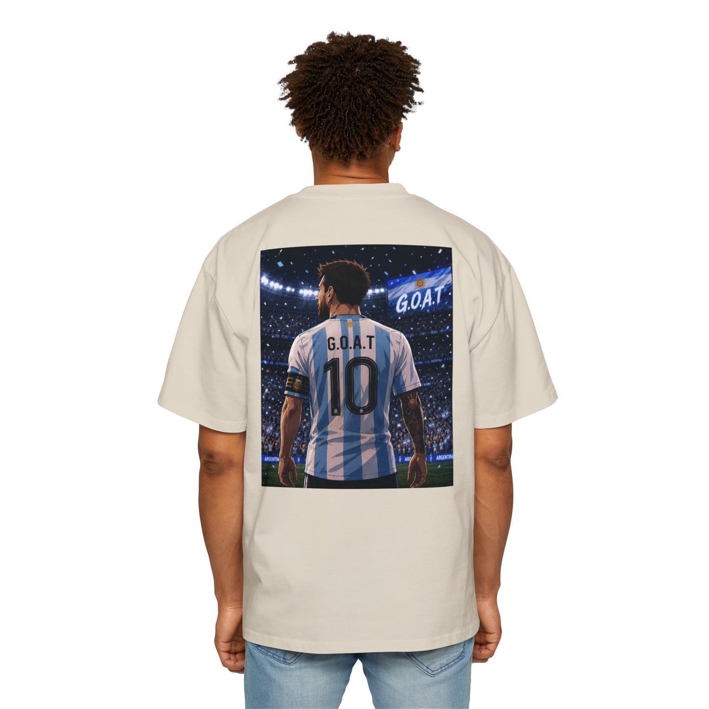 Soccer Champion Tee —Argentina  "Campeones del Mundo" Sun Front & GOAT 10 Back